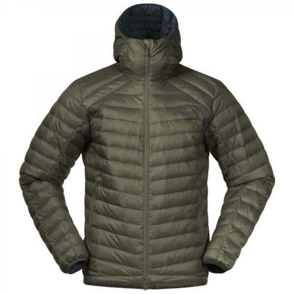 Bergans Bergans Røros Dun Light Jakke Dame Hood Green Mud herre 7680 Gjertsen Sport 1