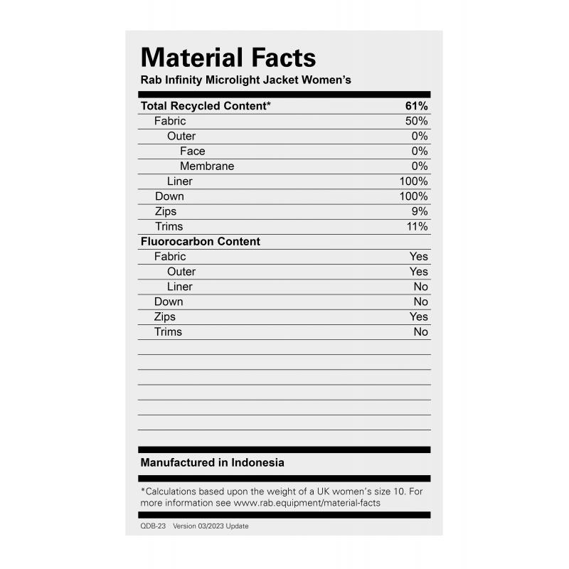 Rab Rab Infinity Microlight Jacket Wmns QDB-23 Gjertsen Sport 3